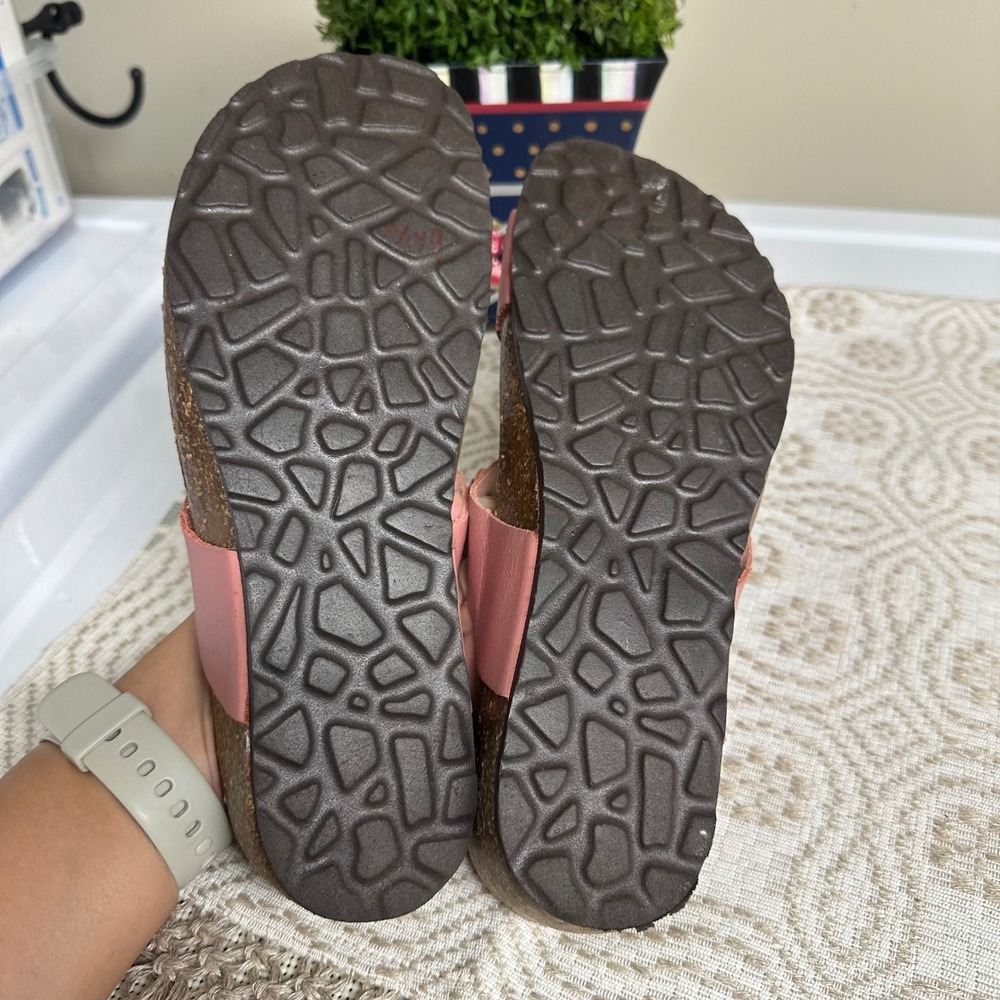 A. Giannetti Sandals Pink Leather Floral Applique Sophia Milano Sz 8 - Picture 4 of 6